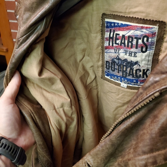 Vintage Mens Leather Hearts Of The Outback Jacket Large - Picture 5 of 5